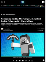 Someone Built a Working AI Chatbot Inside 'Minecraft'—Here's How - Decrypt