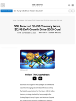 SOL Forecast: $1.65B Treasury Move, $12.9B DeFi Growth Drive $300 Goal