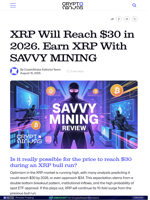 XRP Will Reach $30 in 2026. Earn XRP With SAVVY MINING