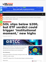 SOL slips below $200, but ETF verdict could trigger ‘institutional moment,’ new highs - The Crypto News Wire