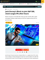 Jack Dorsey's Block Stock Surges After S&P 500 Inclusion