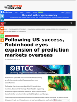 Following US success, Robinhood eyes expansion of prediction markets overseas - The Crypto News Wire