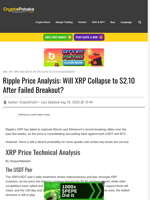 Ripple Price Analysis: Will XRP Collapse to $2.10 After Failed Breakout?