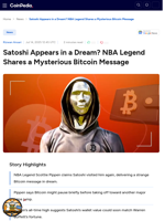 Satoshi Appears in a Dream? NBA Legend Shares a Mysterious Bitcoin Message