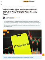 Robinhood Crypto Revenue Soars 300%, Wary Of DATs