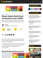 Binance Explains Market Crash and Reimburses Users $283M