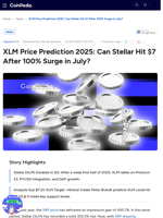 XLM Price Prediction 2025: Can Stellar Hit $7 After 100% Surge in July?