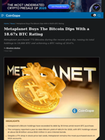 Metaplanet Buys The Bitcoin Dips With a 18.67x BTC Rating