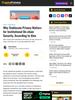Why Stablecoin Privacy Matters for Institutional On-chain Security, According to Aleo
