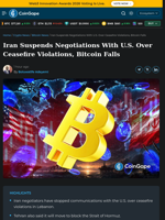 Iran Suspends Negotiations With U.S. Over Ceasefire Violation, Bitcoin Falls