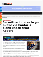 Securitize in talks to go public via Cantor’s blank-check firm: Report - The Crypto News Wire