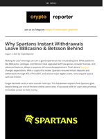 Spartans Withdrawals Beat 888casino & Betsson on Speed