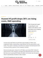 Huawei H1 profit drops 36% on rising costs, R&D spending