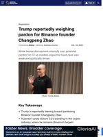Trump reportedly weighing pardon for Binance founder Changpeng Zhao