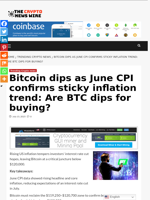 Bitcoin dips as June CPI confirms sticky inflation trend: Are BTC dips for buying? - The Crypto News Wire