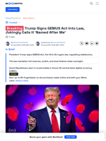 Trump Signs GENIUS Act Into Law, Says 