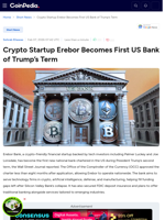 Crypto Startup Erebor Becomes First US Bank of Trump’s Term