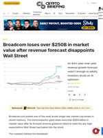 Broadcom loses over $250B in market value after revenue forecast disappoints Wall Street