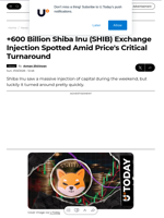 +600 Billion Shiba Inu (SHIB) Exchange Injection Spotted Amid Price's Critical Turnaround - U.Today