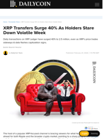 XRP Transfers Surge 40% As Holders Stare Down Volatile Week - DailyCoin