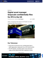 Digital asset manager Grayscale confidentially files for IPO in the US