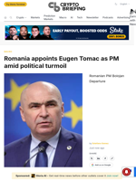 Romania appoints Eugen Tomac as PM amid political turmoil