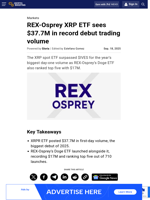 REX-Osprey XRP ETF sees $37.7M in record debut trading volume