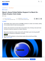 Jesse Pollak Backs Creator Coin Index