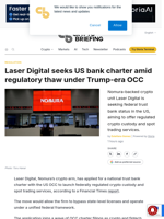 Laser Digital seeks US bank charter amid regulatory thaw under Trump-era OCC
