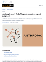Anthropic study finds AI agents can steer expert judgment - Blockchain.News