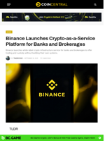 Binance Launches Crypto-as-a-Service Platform for Banks and Brokerages - CoinCentral
