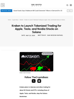 Kraken to Launch Tokenized Trading for Apple, Tesla, and Nvidia Stocks on Solana