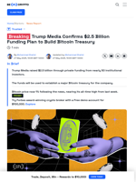 Trump Media Raises $2.5 Billion to Build Major Bitcoin Treasury