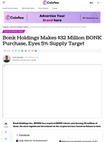 Bonk Makes $32 Million BONK, Eyes 5% Supply Target
