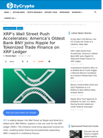 XRP's Wall Street Push Accelerates: America's Oldest Bank BNY Joins Ripple for Tokenized Trade Finance on XRP Ledger ⋆ ZyCrypto