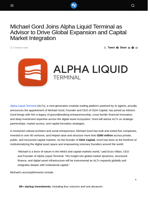 Michael Gord Joins Alpha Liquid Terminal as Advisor to Drive Global Expansion and Capital Market Integration - Visionary Financial