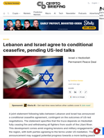 Lebanon and Israel agree to conditional ceasefire, pending US-led talks