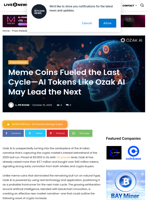 Meme Coins Fueled the Last Cycle—AI Tokens Like Ozak AI May Lead the Next | Live Bitcoin News