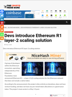 Devs introduce Ethereum R1 layer-2 scaling solution - The Crypto News Wire