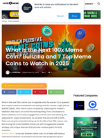 What Is the Next 100x Meme Coin? BullZilla and 7 Top Meme Coins to Watch in 2025 | Live Bitcoin News