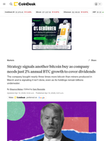 Strategy signals another bitcoin buy as company needs just 2% annual BTC growth to cover dividends