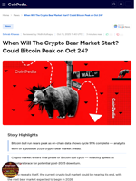 When Will The Crypto Bear Market Start? Could Bitcoin Peak on Oct 24?