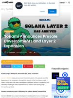 Sonami Announces Presale Developments and Layer 2 Expansion | Live Bitcoin News