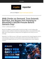 BNB Climbs on Demand, Tron Extends Bull Run, but Buyers Are Flocking to BlockDAG’s $425M Presale Before Genesis Day!