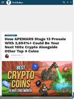 How APEMARS Stage 13 Presale With 3,694%+ Could Be Your Next 100x Crypto Alongside Other Top 4 Coins - TechBullion