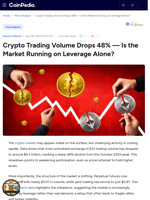 Crypto Trading Volume Drops 48% — Is the Market Running on Leverage Alone?