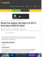 Bitcoin Price Analysis: How Likely is for BTC to Break Above $100K This Week?