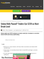Solana Rally Paused? Traders Eye $239 as Must-Break Level
