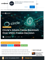 Circle’s Allaire Faces Backlash Over USDC Freeze Decision | Live Bitcoin News