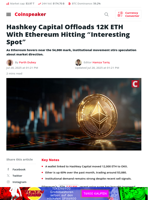 Hashkey Sells 12K ETH as Ethereum Hits ‘Interesting Spot